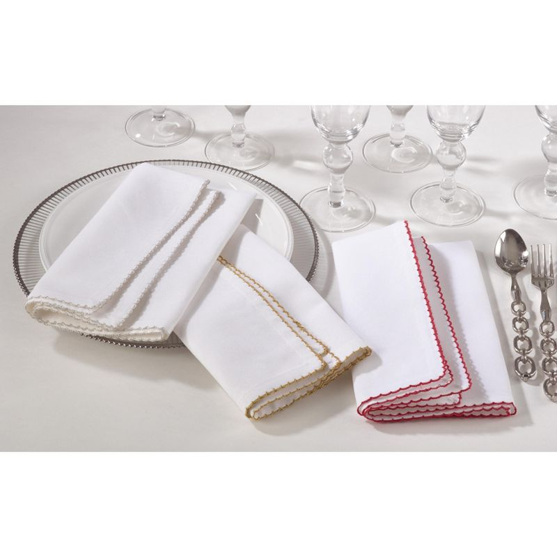 Saro Lifestyle Whip Stitched Napkin, 20" Square (Set of 4), Red, 20" x 20"