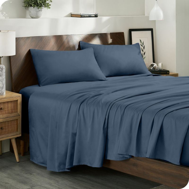 400 Thread Count Organic Cotton Sateen Bering Sea 3 Piece Twin XL Bed Sheet Set by Bare Home