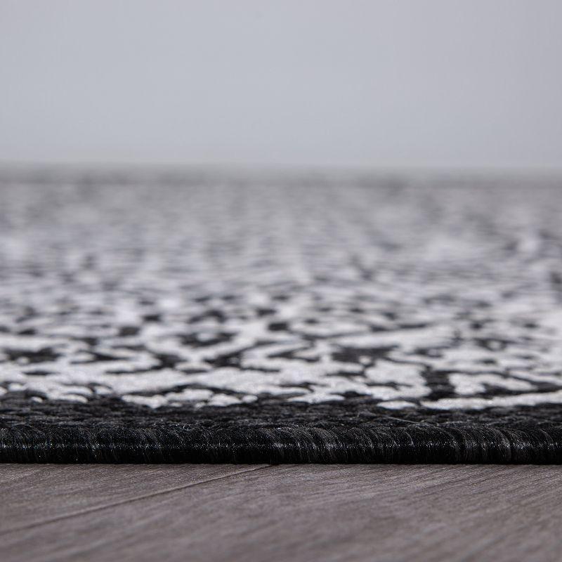 World Rug Gallery Transitional Floral Circles Textured Flat Weave Indoor/Outdoor Area Rug - BLACK 7'10"X10'