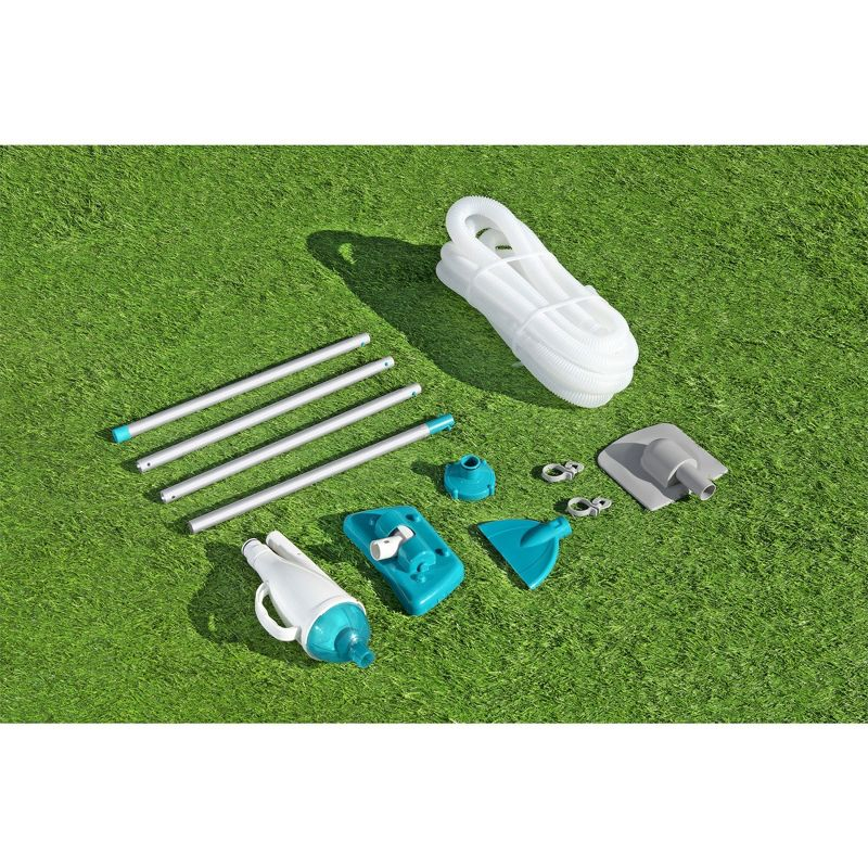 Bestway Flowclear AquaCrawl 88 Inch Pool Vacuum for 15 Feet Above Ground Pools with Removable Debris Bag, Suction Nozzle, Skimmer Head, and Adapters