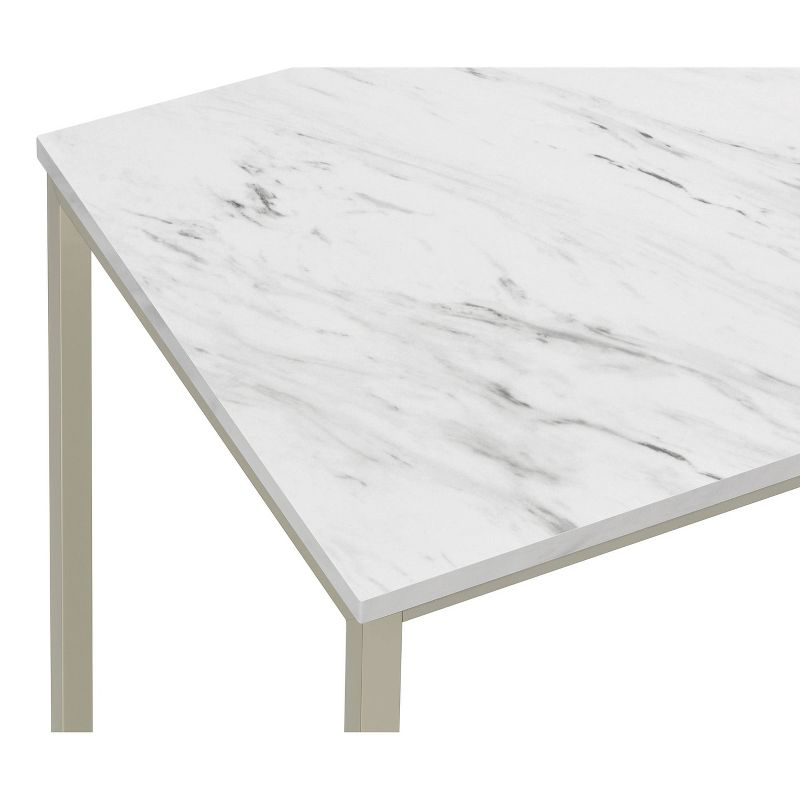 Leona End Table Faux White Marble/Satin Nickel - Coaster