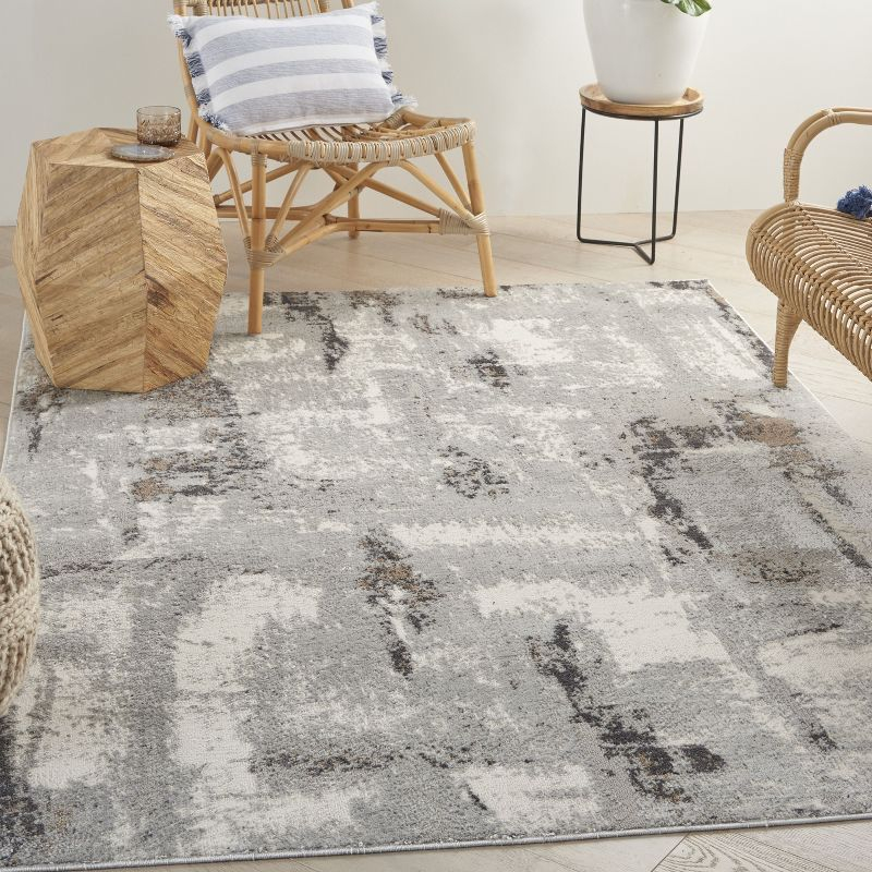 Nourison Elation Ultra Modern Indoor Rug Grey Ivory 7'10" x 9'10"