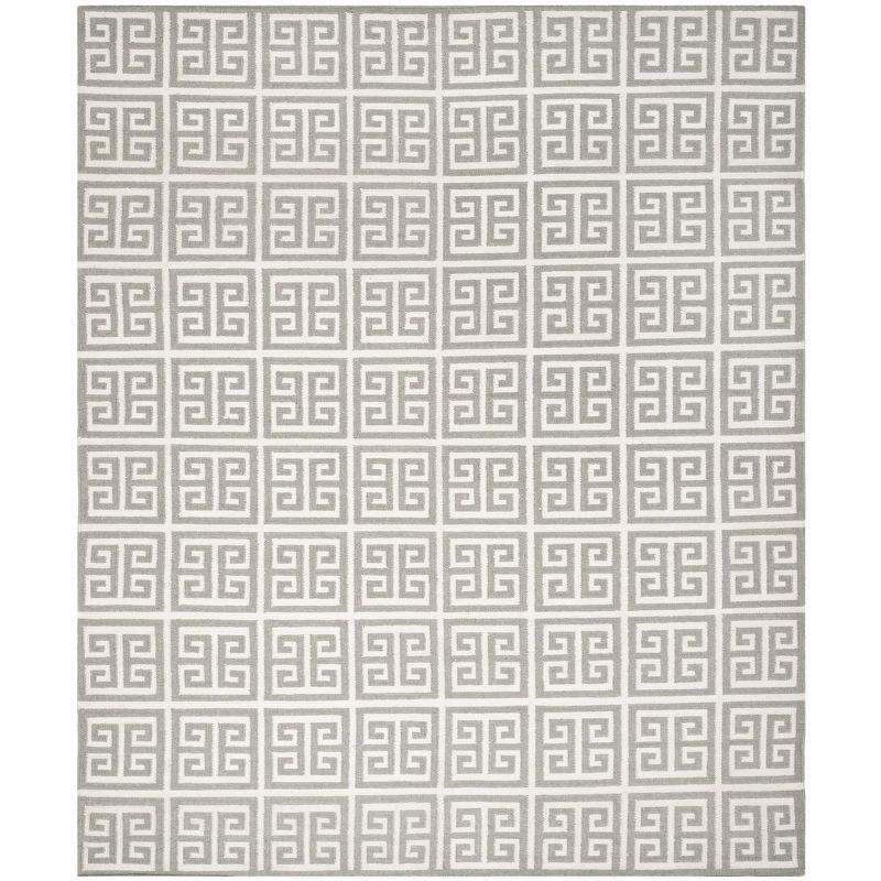 Dhurries DHU626 Hand Woven Flat Weave Area Rug Grey / Ivory 9' X 12' - Safavieh.