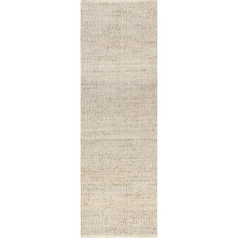 Nuloom 2x8 Elfriede Jute & Cotton Hand Woven Indoor Area Rug, Natural, Solid Rustic Farmhouse Style Natural Fiber Bedroom, Living Room,