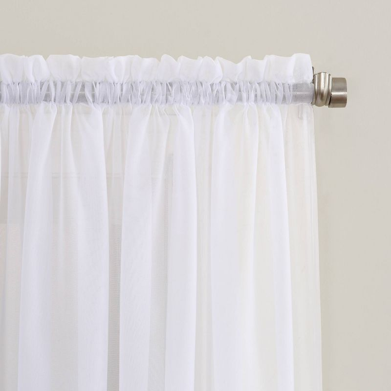 63"x59" Emily Sheer Voile Rod Pocket Curtain Panel White - No. 918