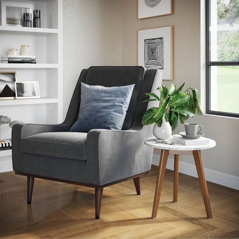 Solid Wood and Faux Marble Round Side Table - Nathan James