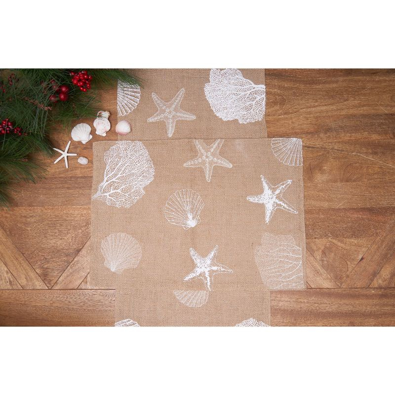 C&F Home 14" x 72" Sandy Coast Cotton Table Runner - Nautical Coral & Starfish