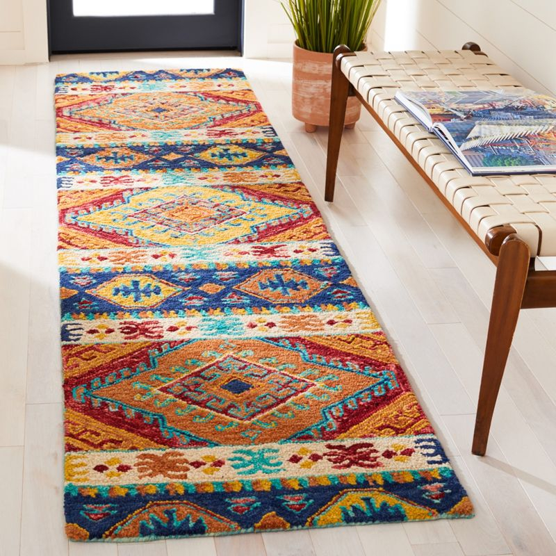 Aspen APN502 Hand Tufted Indoor Runner Rug - Navy/Ivory - 2'3"x9' - Safavieh