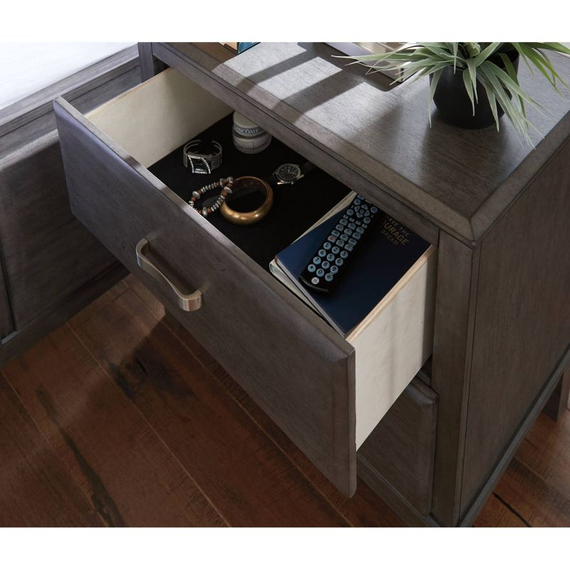 Caitbrook Nightstand Gray - Signature Design by Ashley: Contemporary Style, Wood Frame, Metal Glides Storage