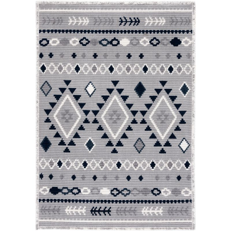 Marrakesh MRK606 Power Loomed Area Rug - Gray/Navy - 4'x6' - Safavieh.