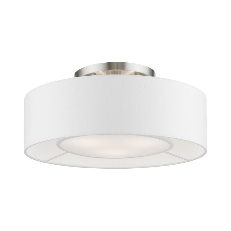 Livex Lighting Gilmore 3 - Light Semi-Flush Mount in  Brushed Nickel/Shiny White