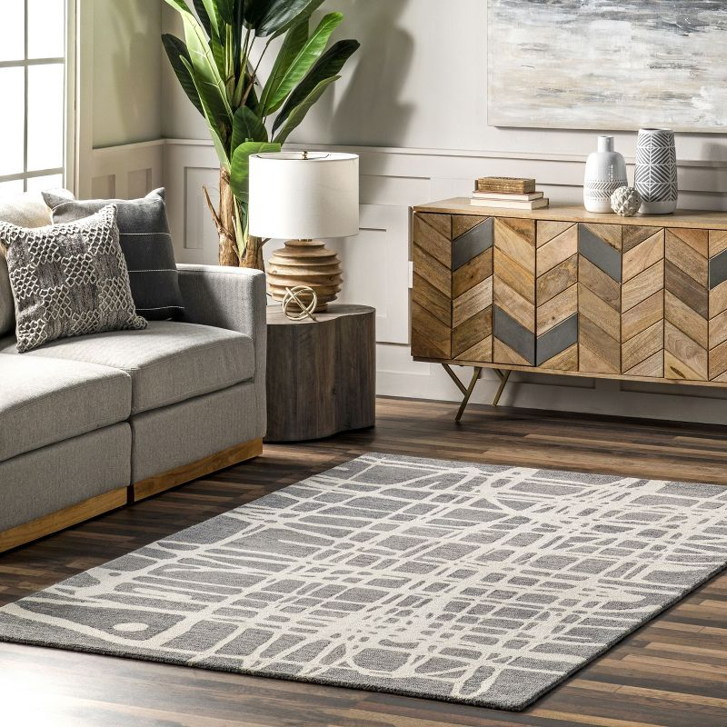 Nuloom Carlene Contemporary Scribble Wool Indoor Area Rug, 4' x 6', Gray