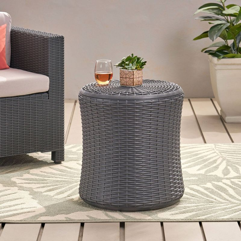 Olivo Patio Faux Wicker Patio Table - Dark Gray - Christopher Knight Home