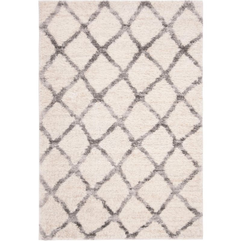 Berber Shag BER215 Power Loomed Indoor Area Rug - Cream/Grey - 5'x7' - Safavieh