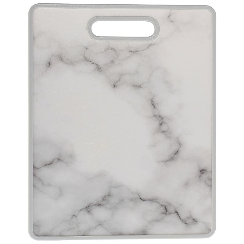 12" x 15" Nonslip Cutting Board Marble-Designed Plastic, Dishwasher Safe, Sturdy & Lightweight with Easy-Grip Handle