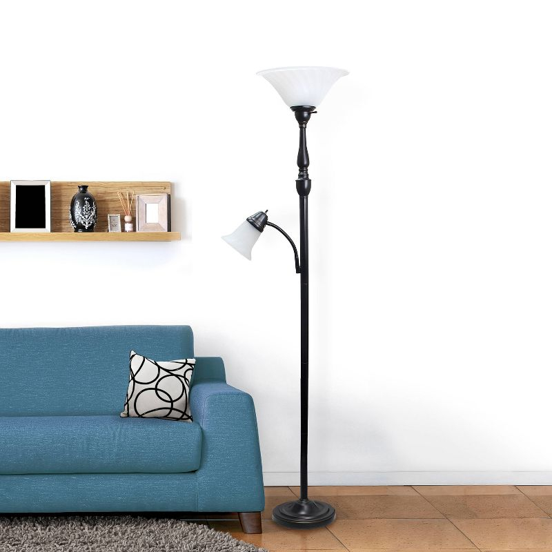 71" 2-Light Mother Daughter Floor Lamp Bronze - Elegant Designs: With Reading Light, Adjustable
