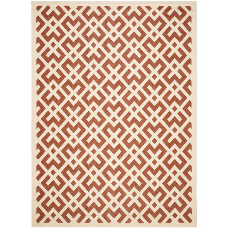 Courtyard CY6915 Power Loomed Indoor and Outdoor Area Rug - Red/Bone - 9'x12' - Safavieh