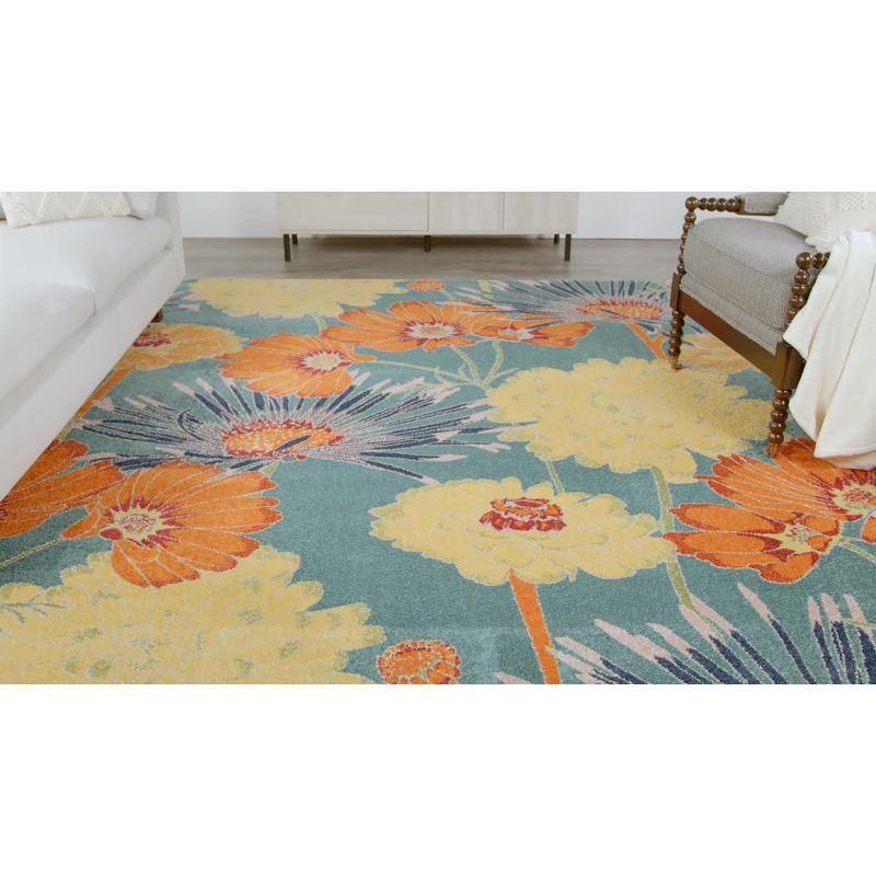 Nourison Allur Oversized Flowers Indoor Area Rug Yellow Multicolor 7'10" x 9'10"