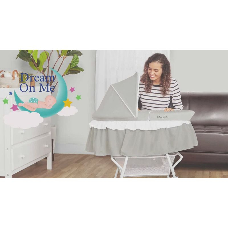 Dream On Me JPMA Certified Lacy Portable 2-in-1 Bassinet & Cradle, Pink/White