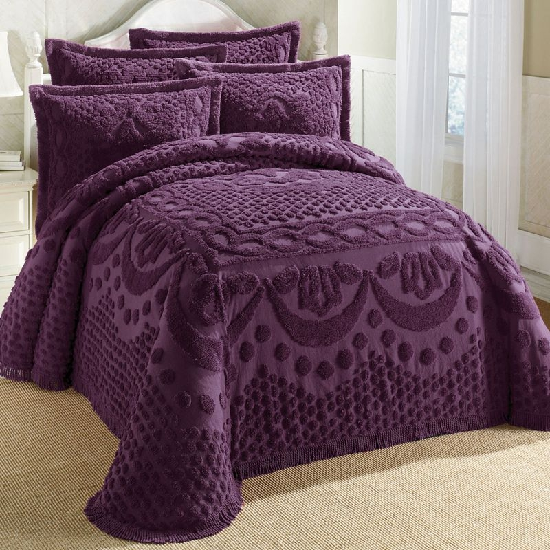 BrylaneHome Georgia Chenille Bedspread - Full, Eggplant