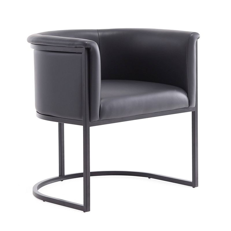 Bali Faux Leather Dining Chair Black - Manhattan Comfort: Upholstered Metal Frame, No Assembly Required, Armrests