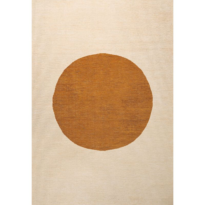 9' x 12' Cirkel Minimalist Geometric Dot Machine-Washable Area Rug, Cream/Rust - JONATHAN Y