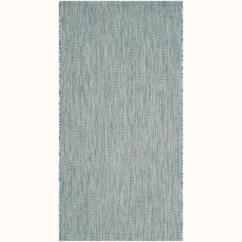 Courtyard CY8022 Power Loomed Indoor and Outdoor Accent Rug - Aqua/Grey - 2'7"x5' - Safavieh