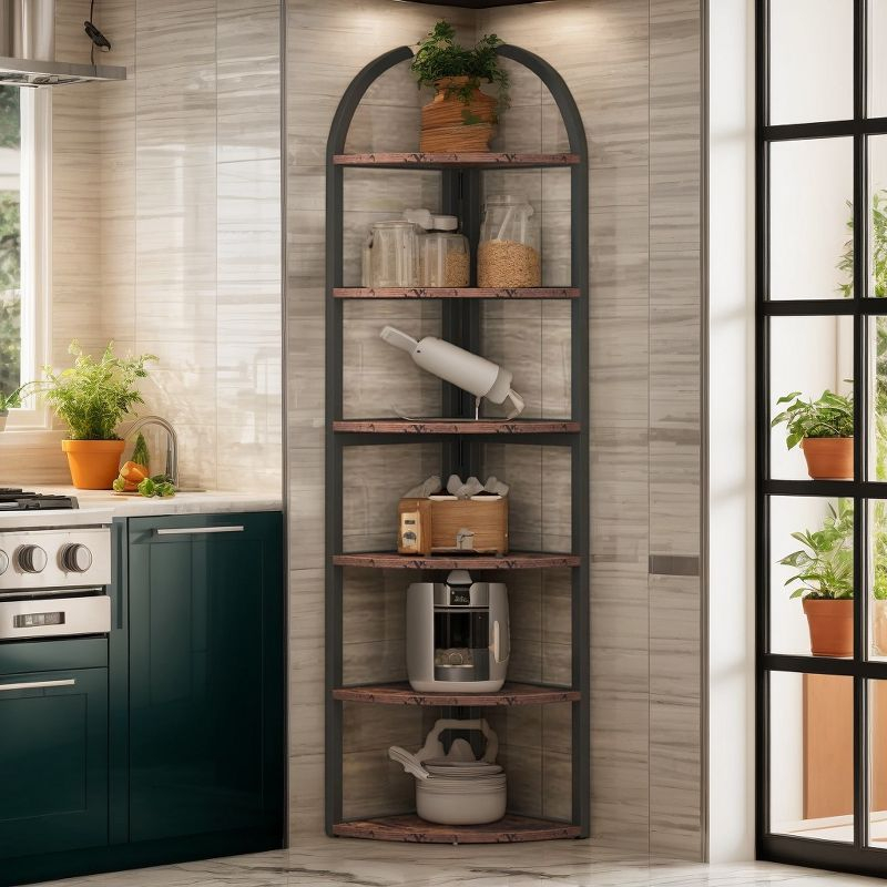 Hommoo 6-Tier Corner Shelf, 71 inch Tall Corner Bookshelf for Small Space