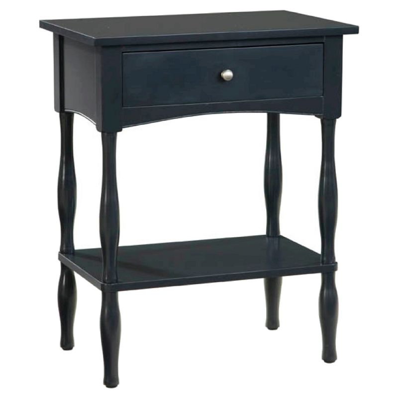End Table Hardwood Black - Alaterre Furniture: Cottage Style, Drawer, Shelf, Turned Legs