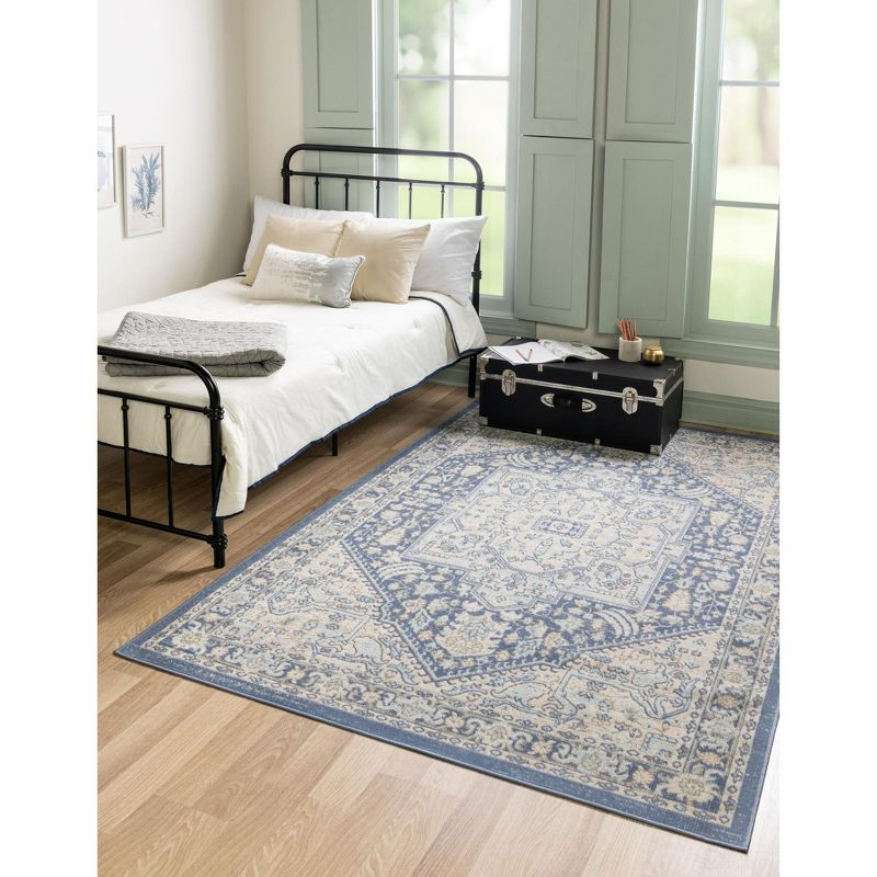 Unique Loom Whitney Collection Area Rug - Milano (5' 3" x 8' Rectangle French Blue/Ivory)