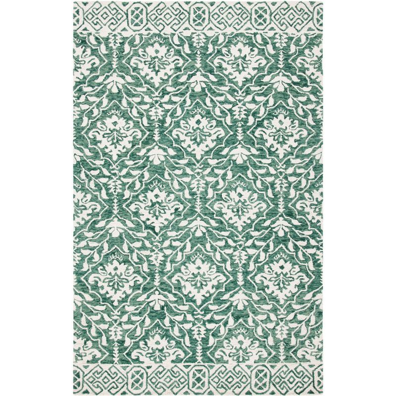 Dip Dye DDY901 Hand Tufted Area Rug - Dark Green/Ivory - 6'6"x6'6" - Safavieh.