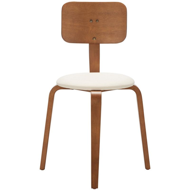 Jo Stackable Upholstered Dining Chairs (Set of 2) - DCH1010 - Walnut/Cream - Safavieh