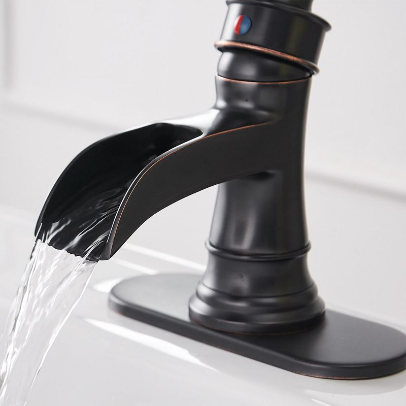 BWE Waterfall Single Hole Single-Handle Low-Arc Bathroom Faucet With Pop-up Drain Assembly
