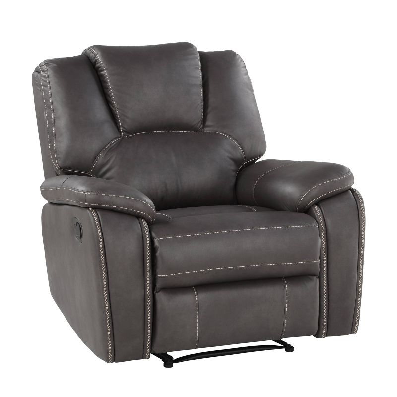 Katrine Manual Recliner Charcoal - Steve Silver Co.: Faux Leather Upholstery, Plywood Frame, No Tools Assembly