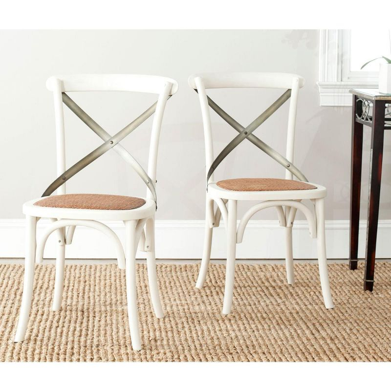 Franklin 18" H X-Back Farmhouse Dining Chair (Set of 2) - AMH9501 - Antique White - Safavieh Couture