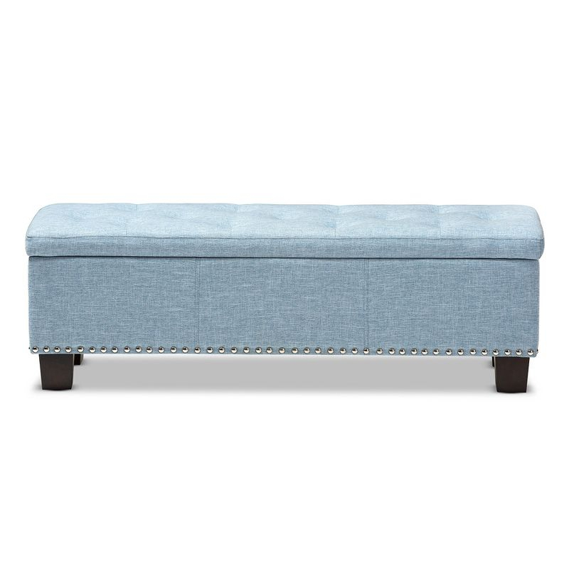 Hannah Modern and Contemporary Fabric Upholstered Button - Tufting Storage Ottoman Bench - Light Blue - Baxton Studio