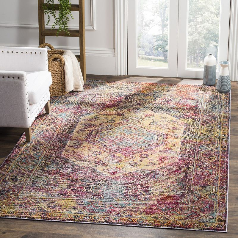 Crystal CRS514 Power Loomed Area Rug - Teal/Rose - 5'x8' - Safavieh.