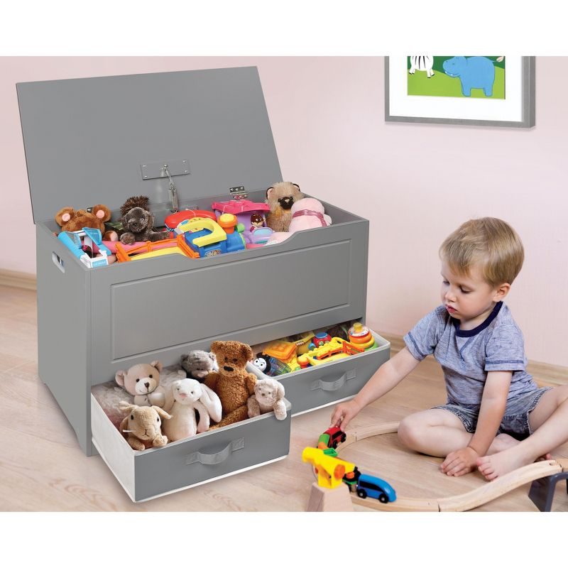 Badger Basket Up and Down Toy and Storage Box with Two Baskets - Gray