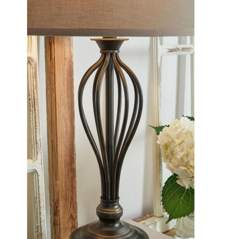 Signature Design by Ashley Ornawell Spiral USB-C Table Lamps with Fabric Shade, Bronze (Set of 2)