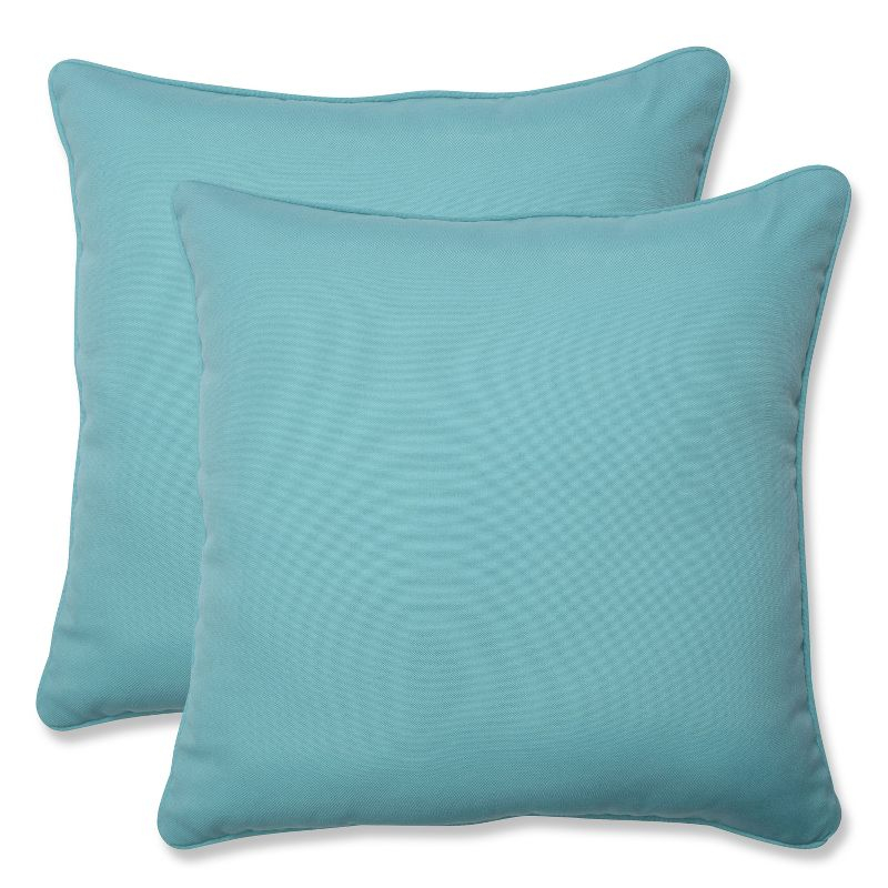 18.5" 2pk Radiance Pool Throw Pillows Blue - Pillow Perfect: Weather & Fade-Resistant, Modern Square Design, Indoor/Outdoor Use