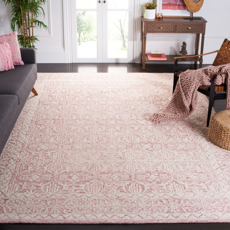 Metro MET903 Hand Tufted Indoor Area Rug - Dark Pink/Ivory - 6'x6' - Safavieh