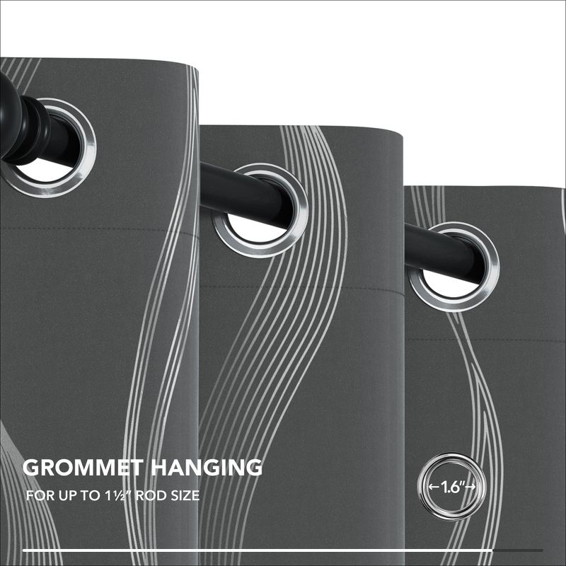 Deconovo Silver Wave Room Darkening Grommet Curtains (2 Panels) Light Beige 52W x 84L