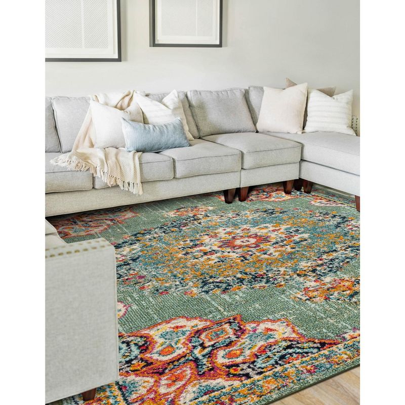 Unique Loom Penrose Collection Area Rug - Alexis (4' 1" x 6' 1" Rectangle Green/Black)