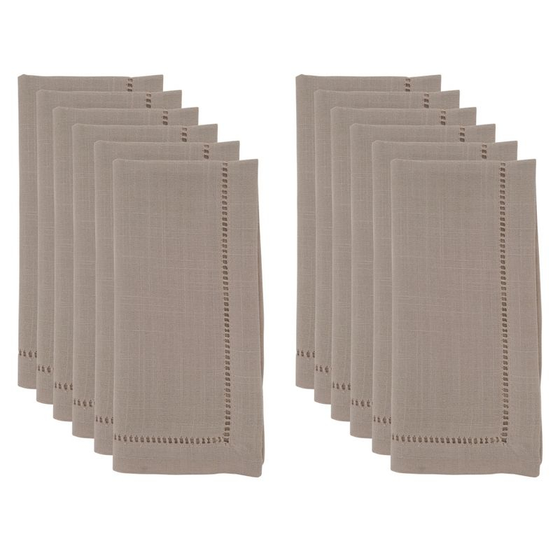 Saro Lifestyle Napkin /w Hemstitch Border, 22" Square, Taupe (Set of 12)