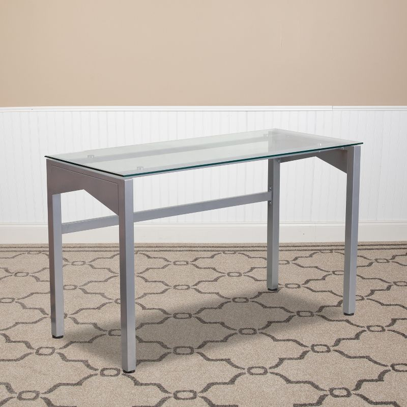 Emma and Oliver Desk with Clear Tempered Glass Top