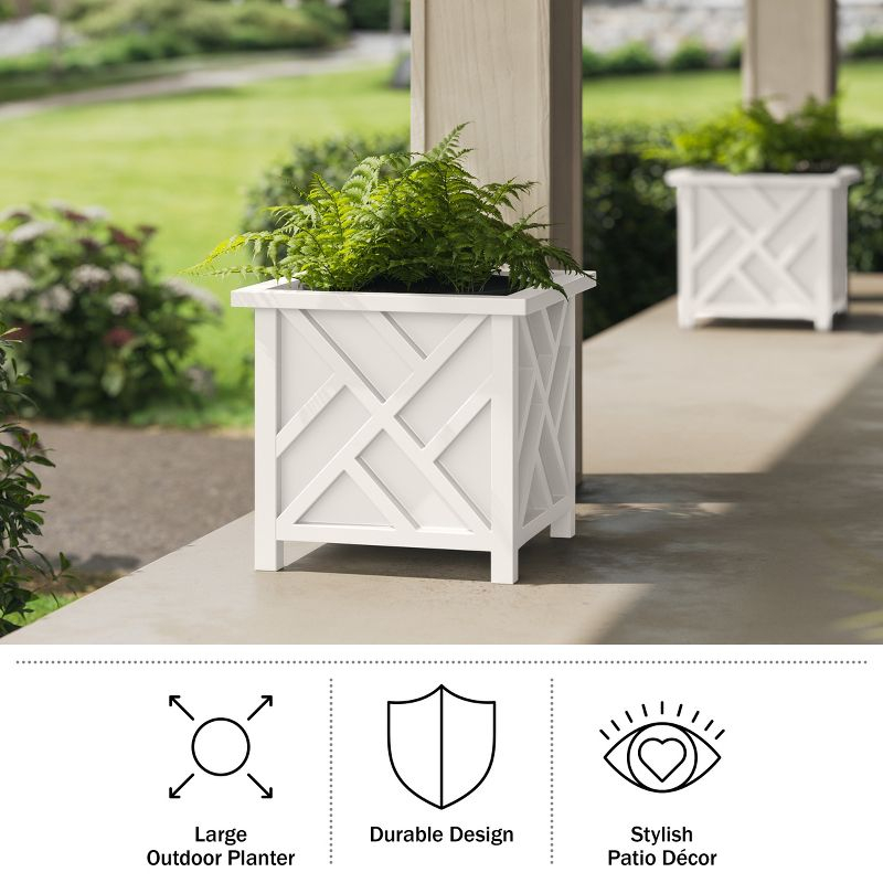 Pure Garden 15.5" Lattice Planter Box, White