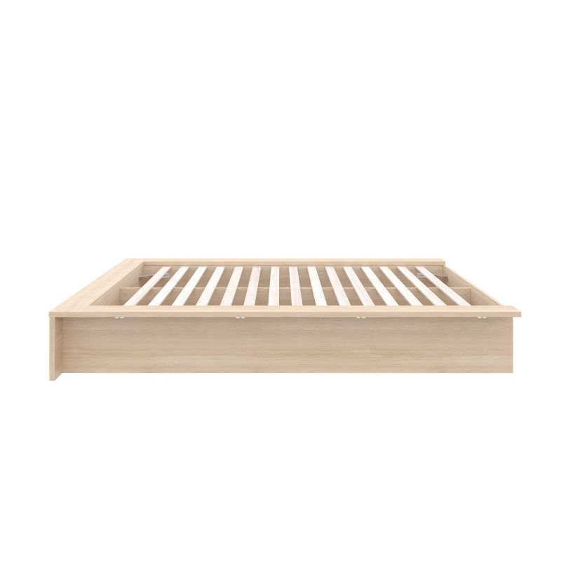 Nexera Queen James Platform Bed Natural Blonde: Engineered Oak Finish, Minimalist Design, No Box Spring Needed