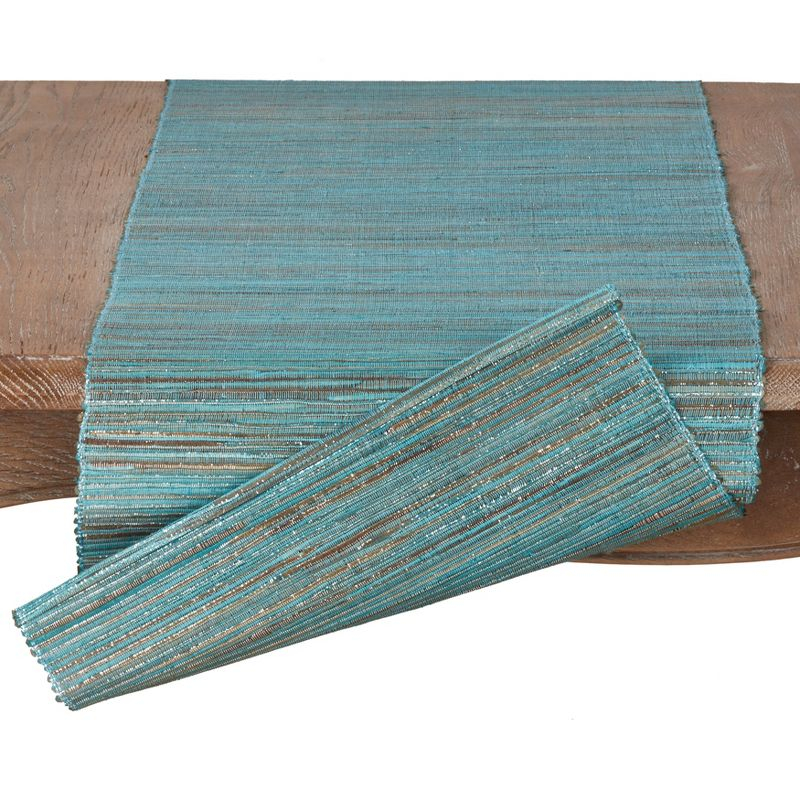 Saro Lifestyle Shimmering Woven Nubby Runner, Turquoise, 14" x 90"
