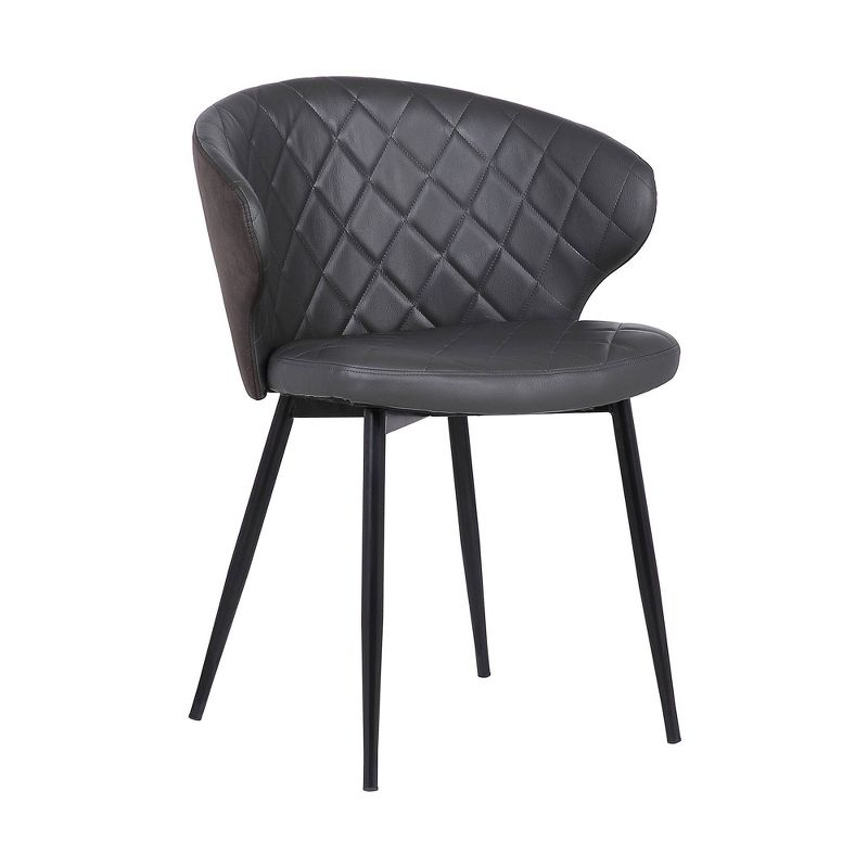 Armen Living Ava Contemporary Dining Chair Faux Leather Black/Gray: Modern Armless Design, Plywood & Steel Frame, 250lb Capacity