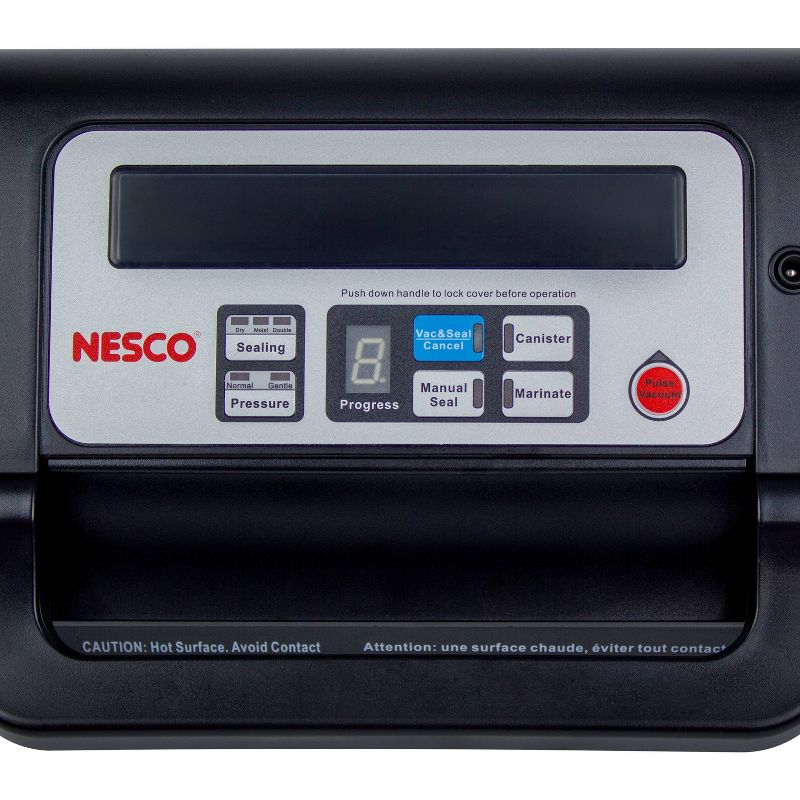 NESCO Deluxe Vacuum Sealer: Silver, Plastic, 1-Year Warranty, 15.75" Depth, 8" Width, 4.5" Height, 6.05 lbs, No Battery